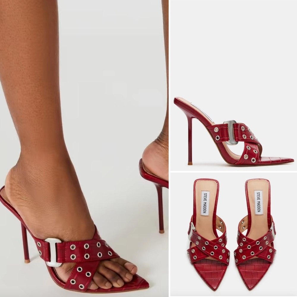Steven Madden INEZ RED CROCODILE Heels